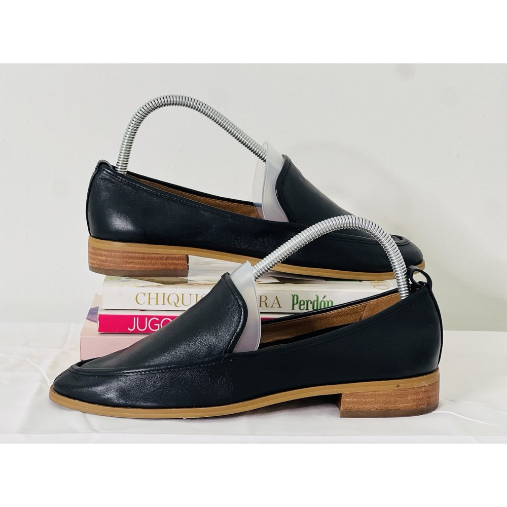 Susina Womens Kellen Black Leather‎ Almond Toe Slip On Shoes Flats Loafers 8M